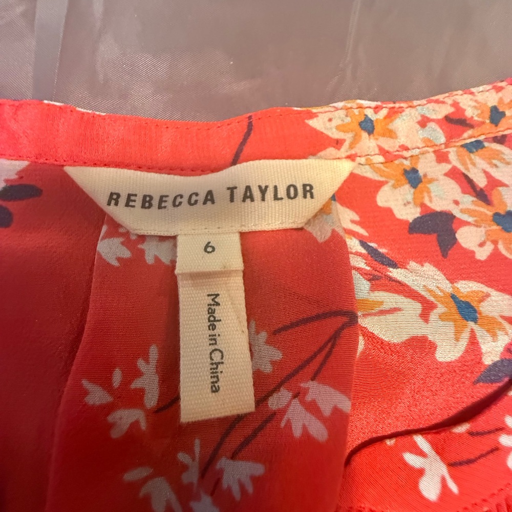 REBECCA TAYLOR Coral Phlox Floral Flutter Silk Blouse Size6/Small MSRP$250 - Picture 5 of 12